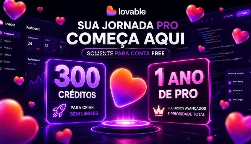 Plano Pro Lite + 300 Créditos Lovable Na Sua Conta! + Brinde