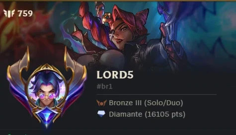 Conta LOL nivel 645 bronze 3 com 350 skins