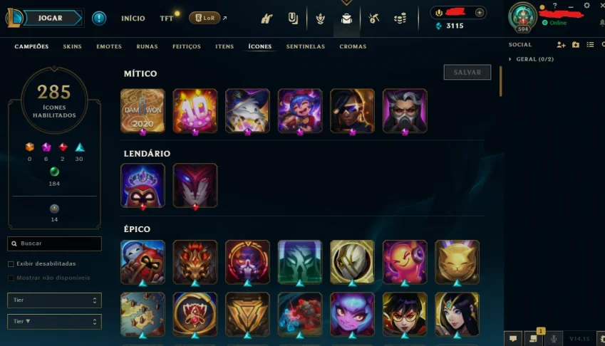 Conta League Of Legends Level +600 com +250 Skins. MMR Our