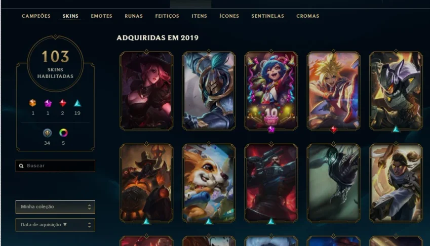 CONTA LOL PLATINA 4 TODOS CHAMPS + 103 SKINS