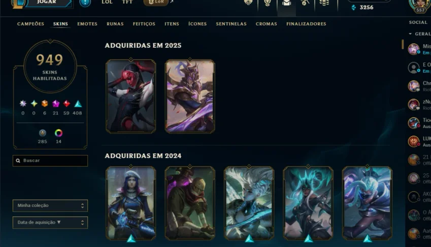 Conta LVL 557 e 949 skins
