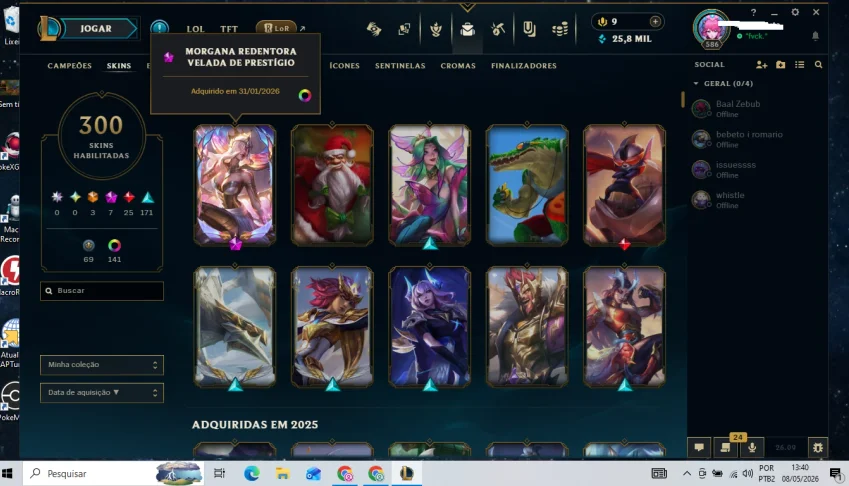 Conta no LEAGUE OF LEGENDS com 300 skins