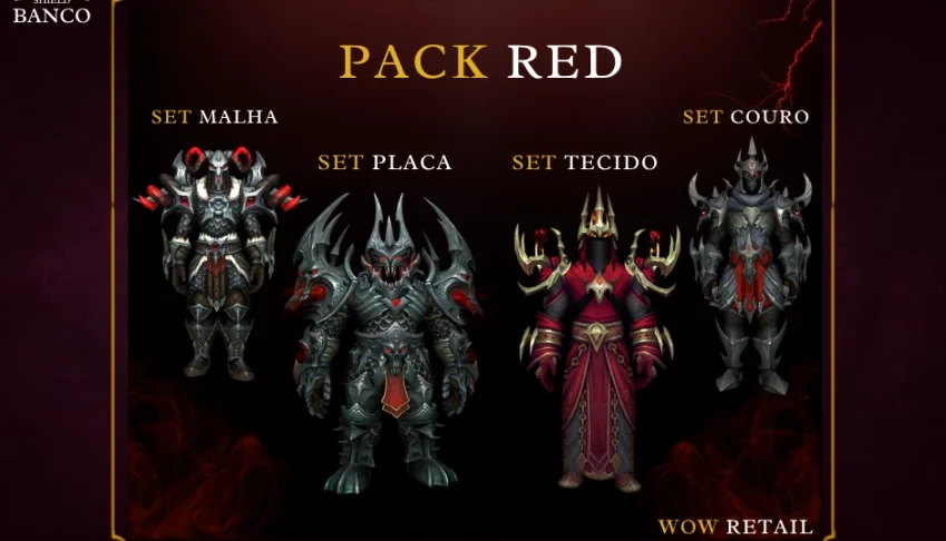 World of Warcraft - PACK Transmogs de armadura (4 Conjuntos)