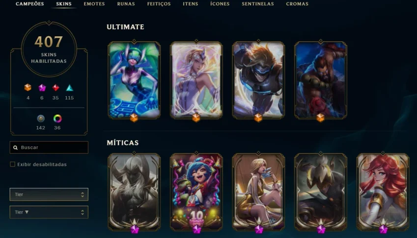 Vendo Conta LoL 407 Skins, Elo Ouro