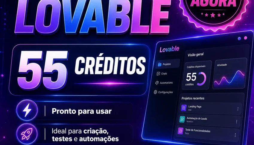 Workspace lovable com 55 créditos no seu email