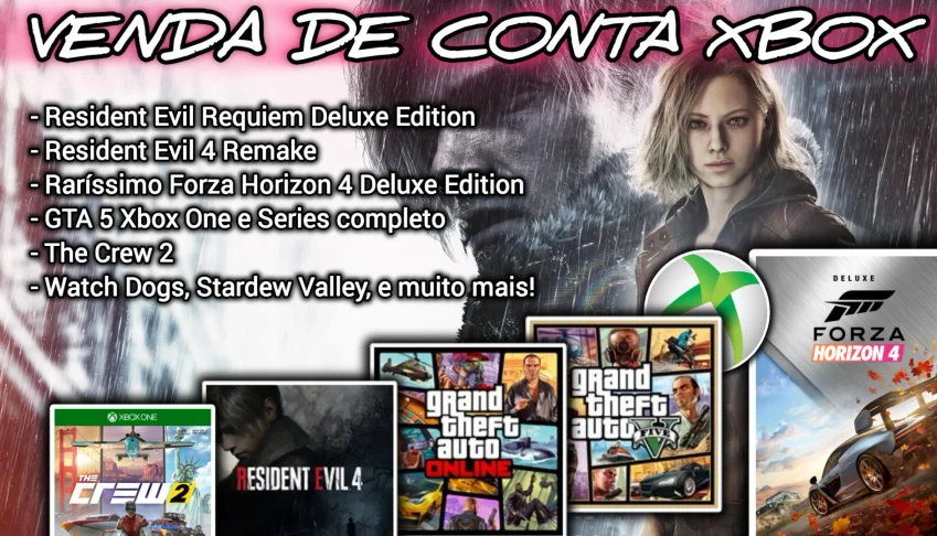 Conta Xbox com Forza Horizon 4, RE Requiem, RE4 e mais!