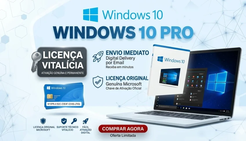 Chave de licença original Microsoft Windows 10 pro 64 bits