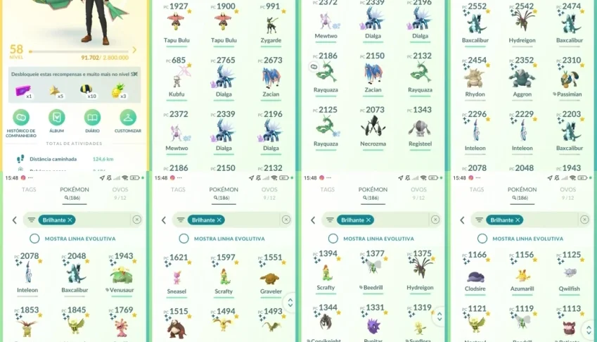 Nível 58 | 186 SHINY |18 Lendários e Fundos Especiais! L003