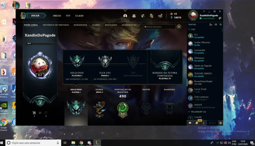 CONTA LEAGUE OF LEGENDS (PLAT 1 75PDL)+FULL CHAMP + 76 SKINS