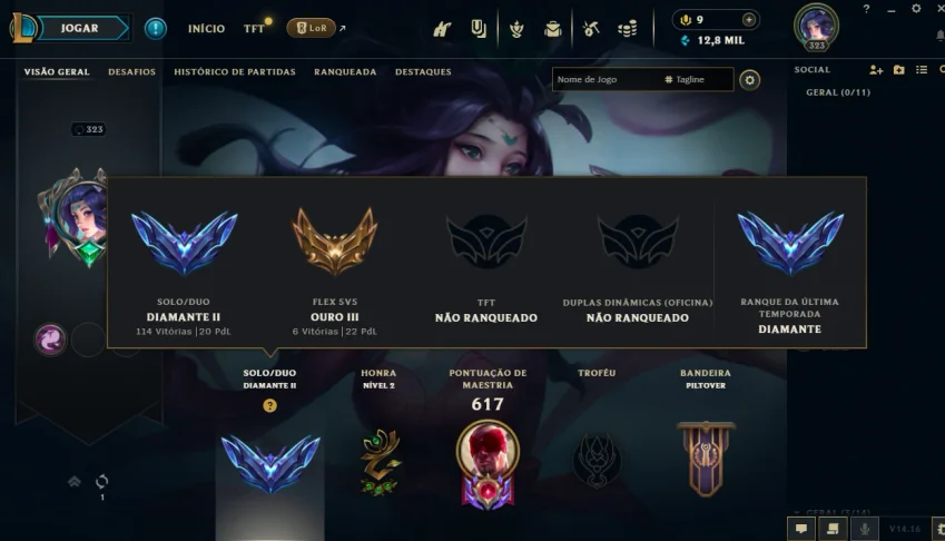 Conta Diamante 2 com Todos os Campeões e 210 Skins