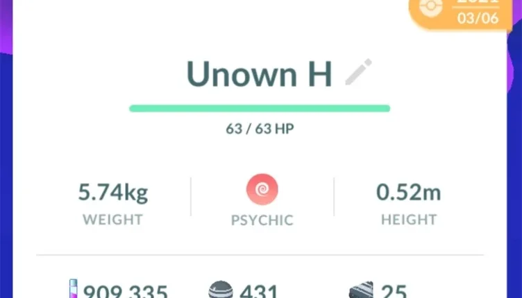 UNOWN Letra H - Vários Disponíveis - (Leia a Descrição)