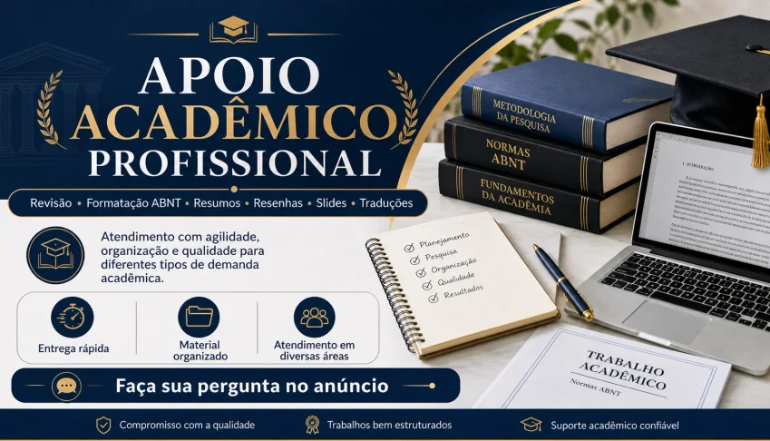 📚 Apoio Acadêmico Profissional | Abnt, Artigos, Slides, Etc