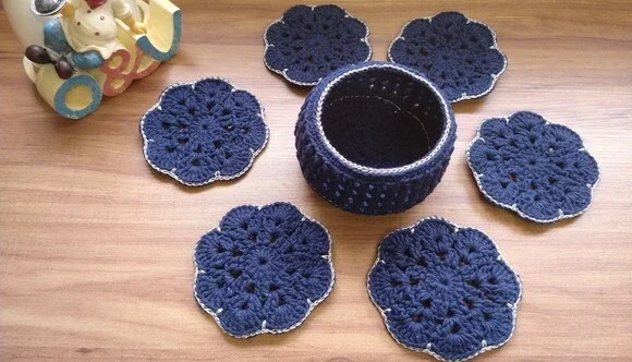 Kit Porta-Copos de Crochê com 6 Peças