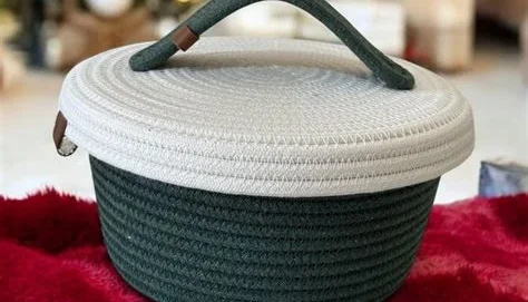 Cesto de Algodão com Tampa 18 cm