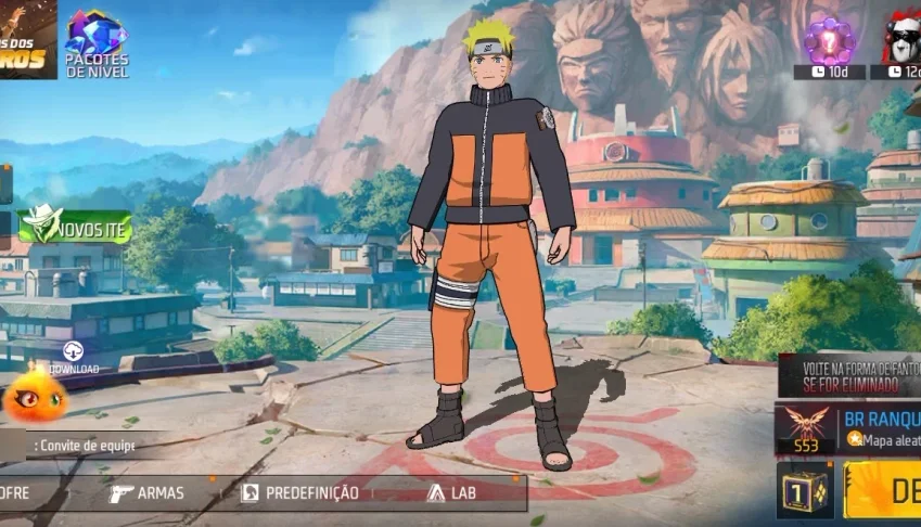 Conta FF bot com skin do Naruto com 2 transformações