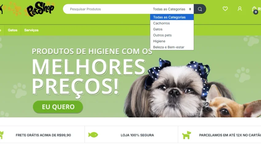Loja Para Pet Shop em Wordpress  Roda em PHP 8.4