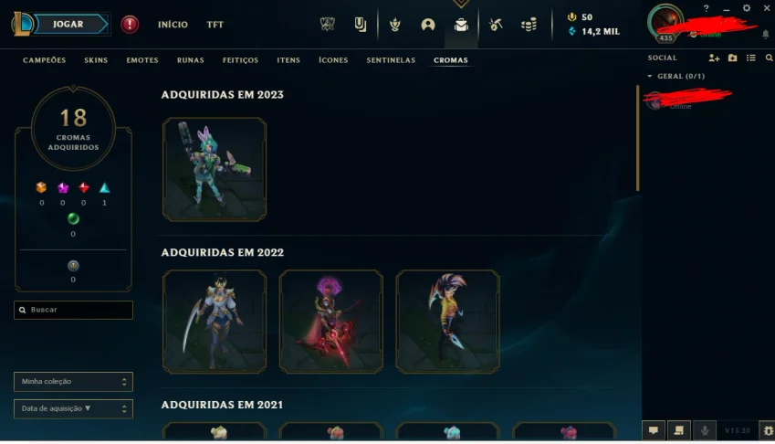 Vendo Conta Lol gold 4 140 Skins
