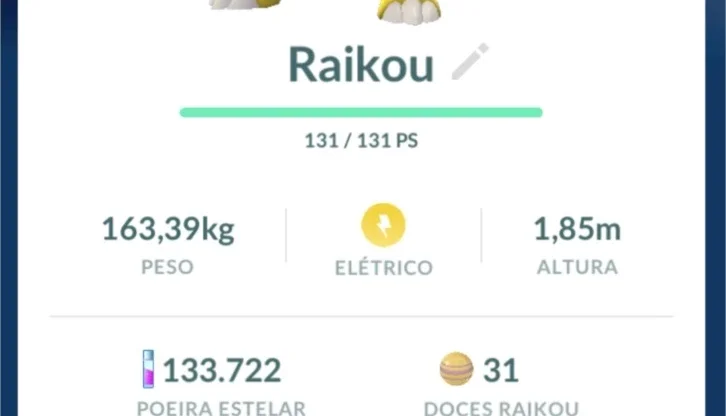 Raikou Pokémon Go - (Leia a Descrição) Lendário PC 1700+