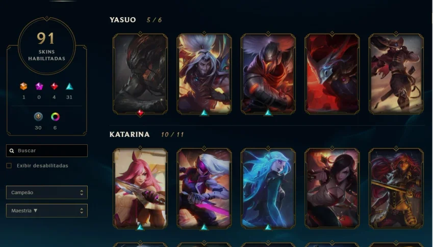 Conta League of Legends Platina 3 + 91 Skins + 100 Campeões