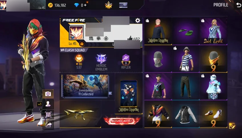 F5|Old Account|Lv45|Jujutsu Kaisen|28Costume|M4a1 Custom|Chi