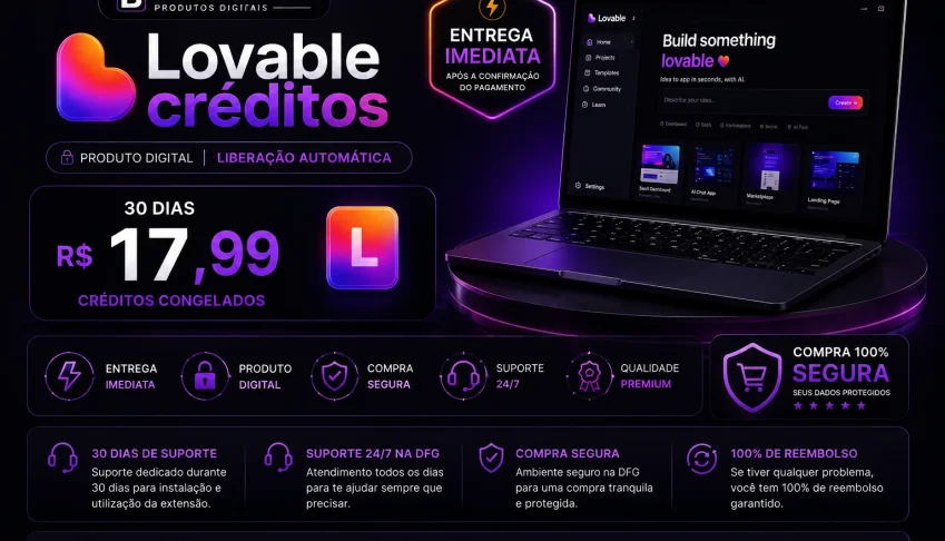 Lovable Créditos 30 dias Apenas R$ 17,99 100% suporte