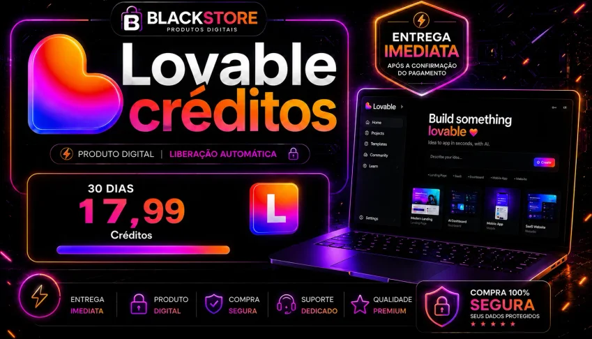 Lovable Créditos 30 dias Apenas R$ 17,99 100% suporte