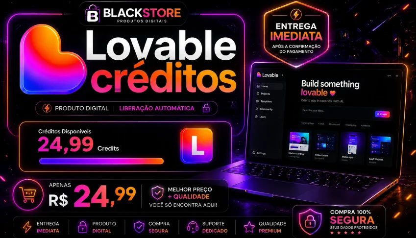 Lovable Créditos 30 dias Apenas R$ 22,99