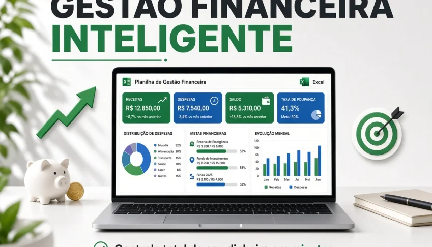 Planilha Gestão Financeira Inteligente Dashboard Automático
