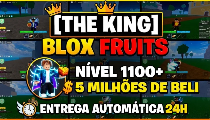 👑 [O Rei] Blox Fruits Lvl 1100+ | 5M Beli | Entrega Rápida