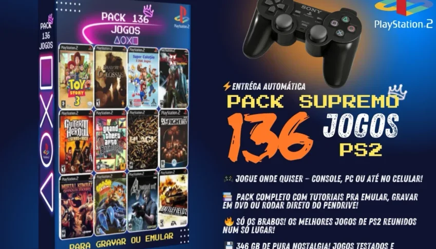 Pack com 136 Jogos Incríveis para Playstation 2
