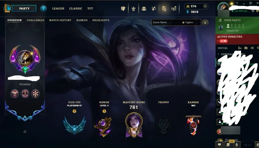 conta lol com todos os campeos e 270 skins
