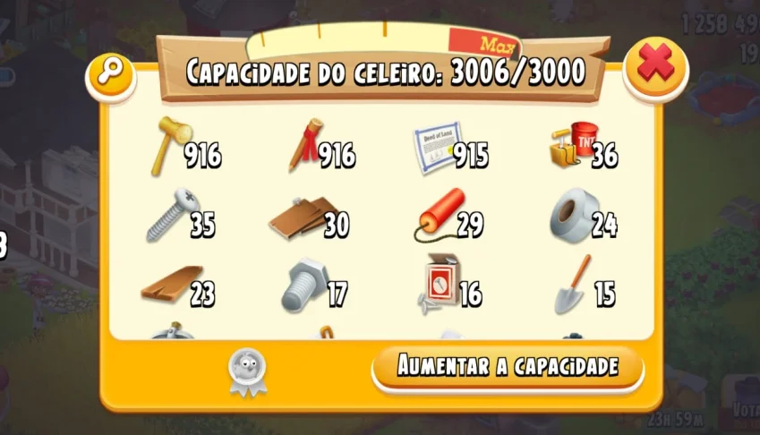 Fazenda nível 50 Hay Day com celeiro 3.000 silo 800