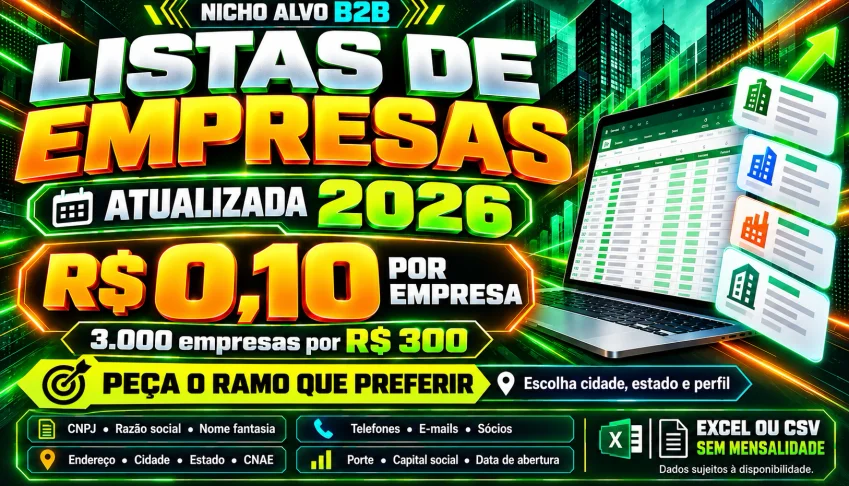 Lista de Empresas com CNPJ, Telefones e E-mails |