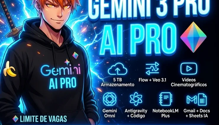 Gemini 3 Pro | 18 Meses + 5TB + Veo 3.1 + 30 Dias de garant.