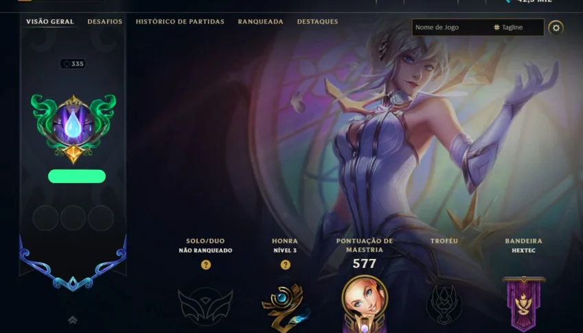 Conta do lol 2016, nv 589 skins