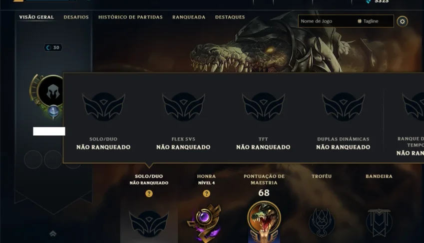 Unranked com 45 Champs e 3 Skins