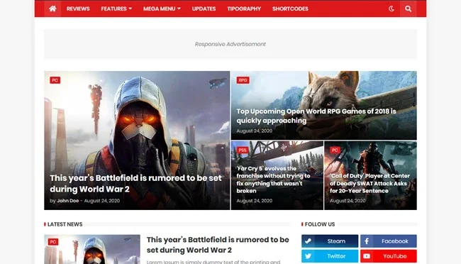 Template Blogger Games Premium Totalmente Editavel