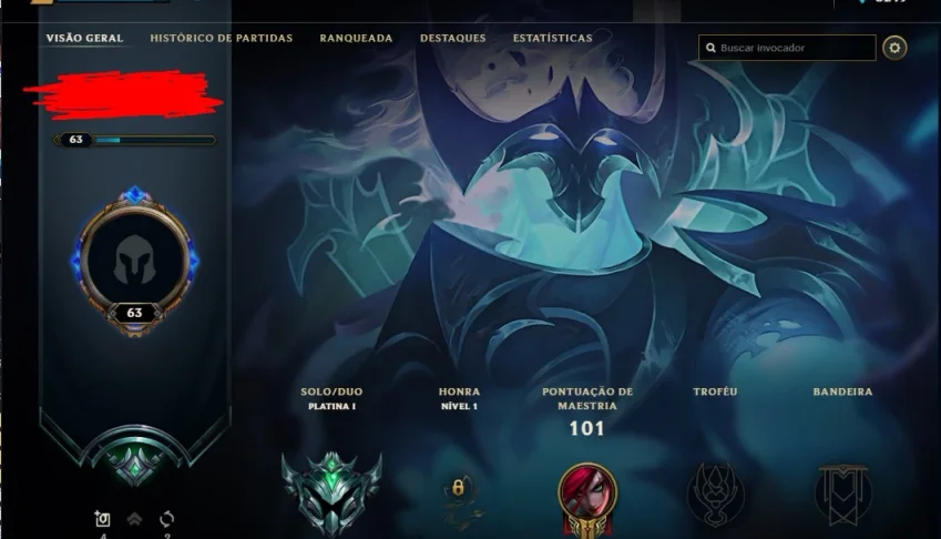 Conta de lol platina 1 com mmr de diamante