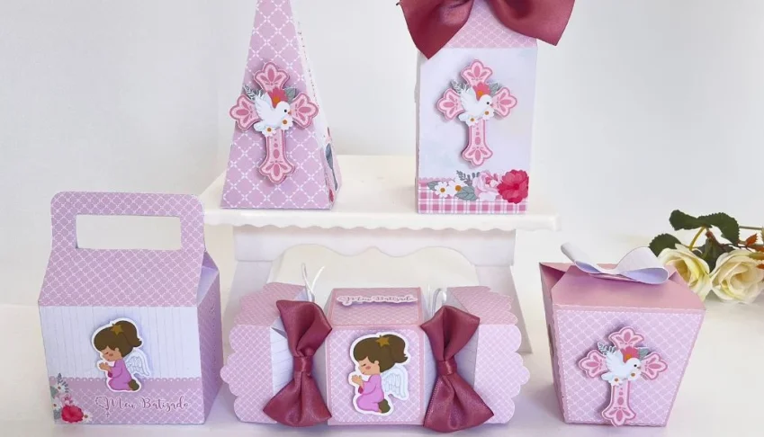 Kit Festa 20 Lembrancinhas Batizado Menina Personalizadas