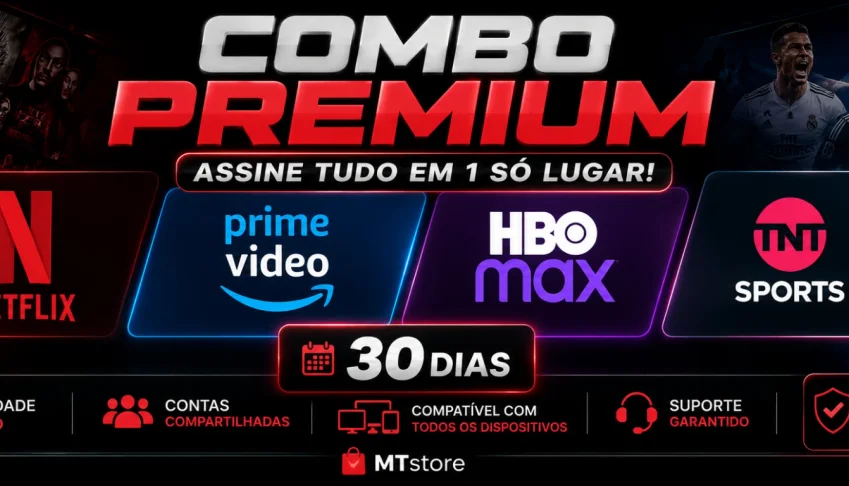 🎬 Combo Premium  Netflix + Hbo Max + Prime Video + TNT