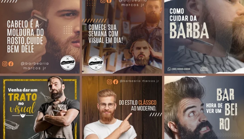 Pack Artes Canva Barbearia 100 Temas Editáveis de Barbearias
