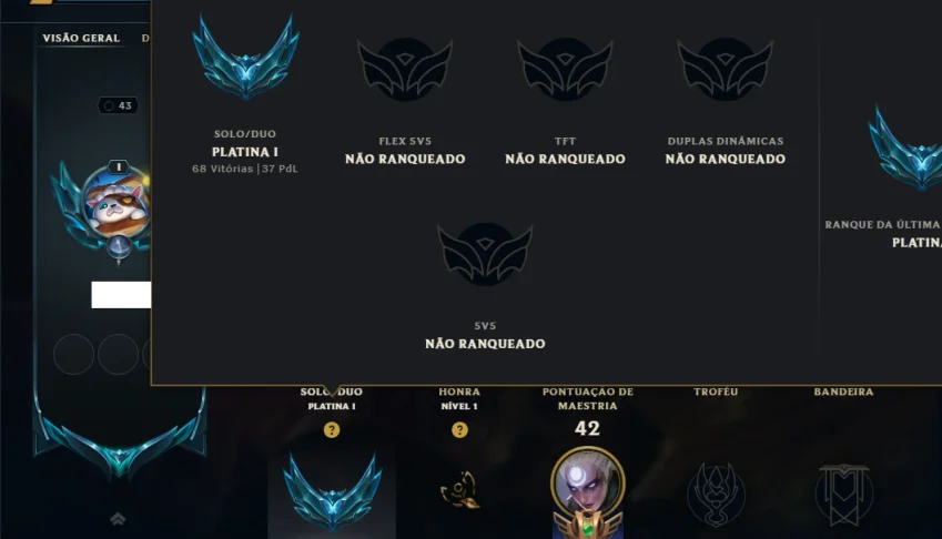 Platina 1 com 40 Champs e 41 Skins