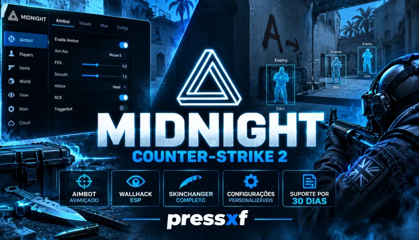 Midnight Cheat CS2 | Aimbot + ESP + SkinChanger + Suporte