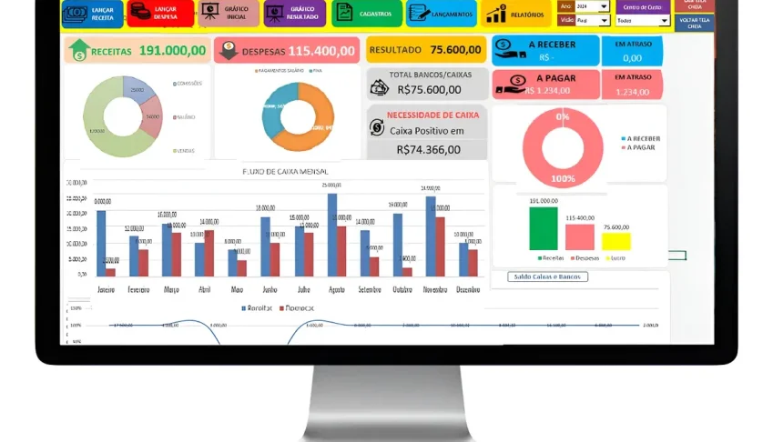 Controle Financeiro Fluxo Caixa 8Mil Planilhas
