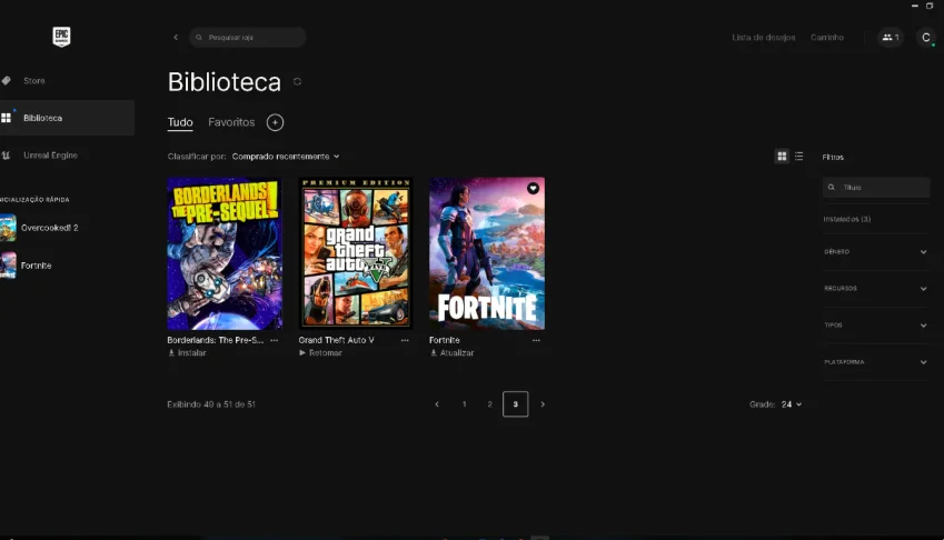 conta epic com mais de 40 jogos