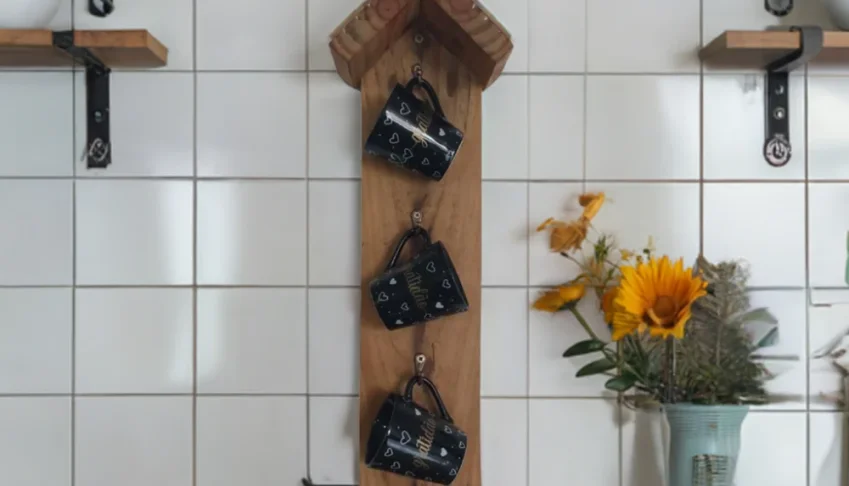 Porta-canecas de parede com 4 canecas Gratidão 120 ml