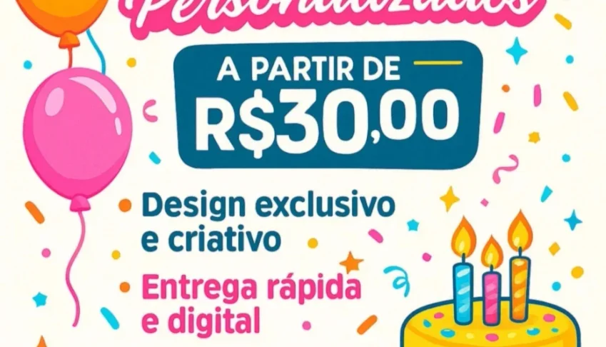 Convites de Aniversário Personalizados a partir de R$30
