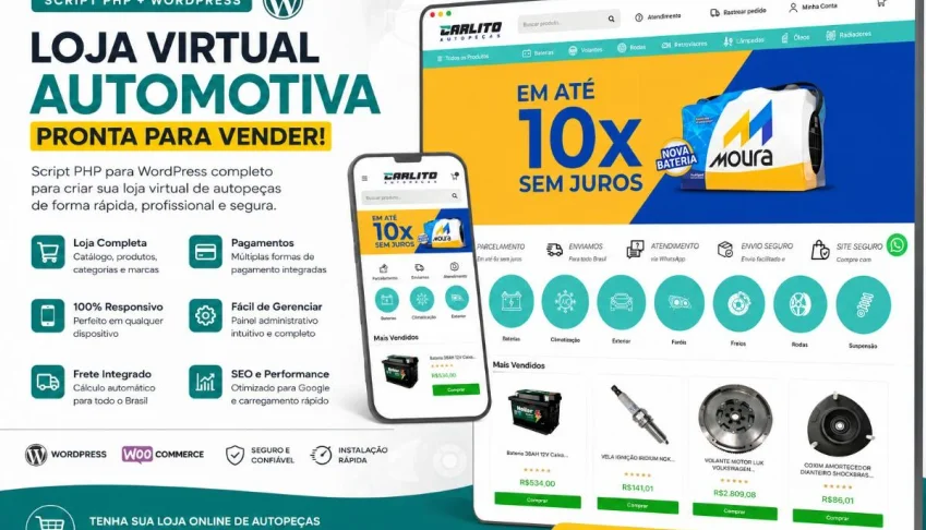 Loja Virtual de Autopeças WordPress + WooCommerce