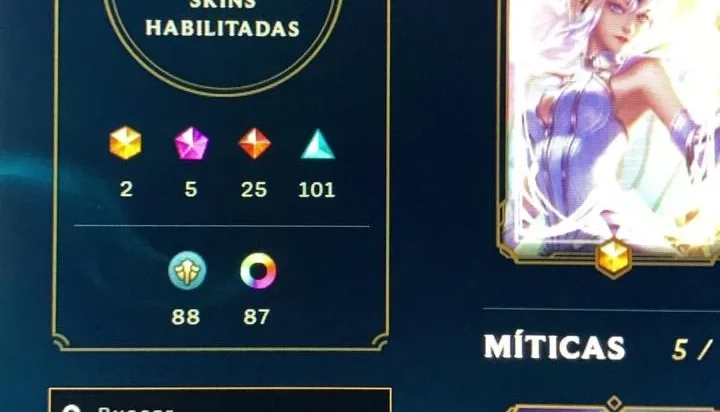 Conta League of Legends - Platina - 324 Skins - Todos camp