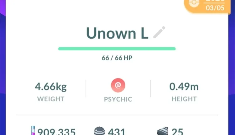 UNOWN Letra L - Vários Disponíveis - (Leia a Descrição)
